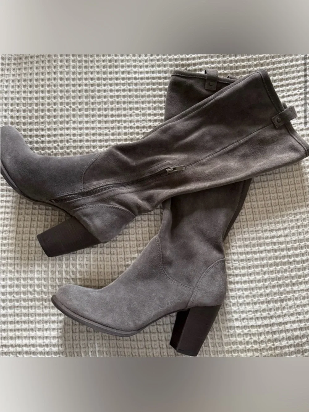 UGG Ava Gray Suede Over-the-Knee Block Heel Boots